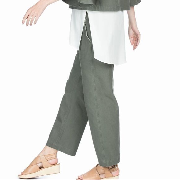 NWT Leo & Sage Olive Green Chino Crop Pants Fray 2 - Picture 2 of 13